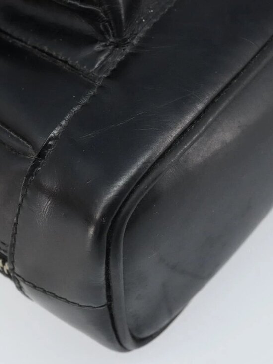 GUCCI Bamboo Shoulder Bag Patent leather Black Silver Auth